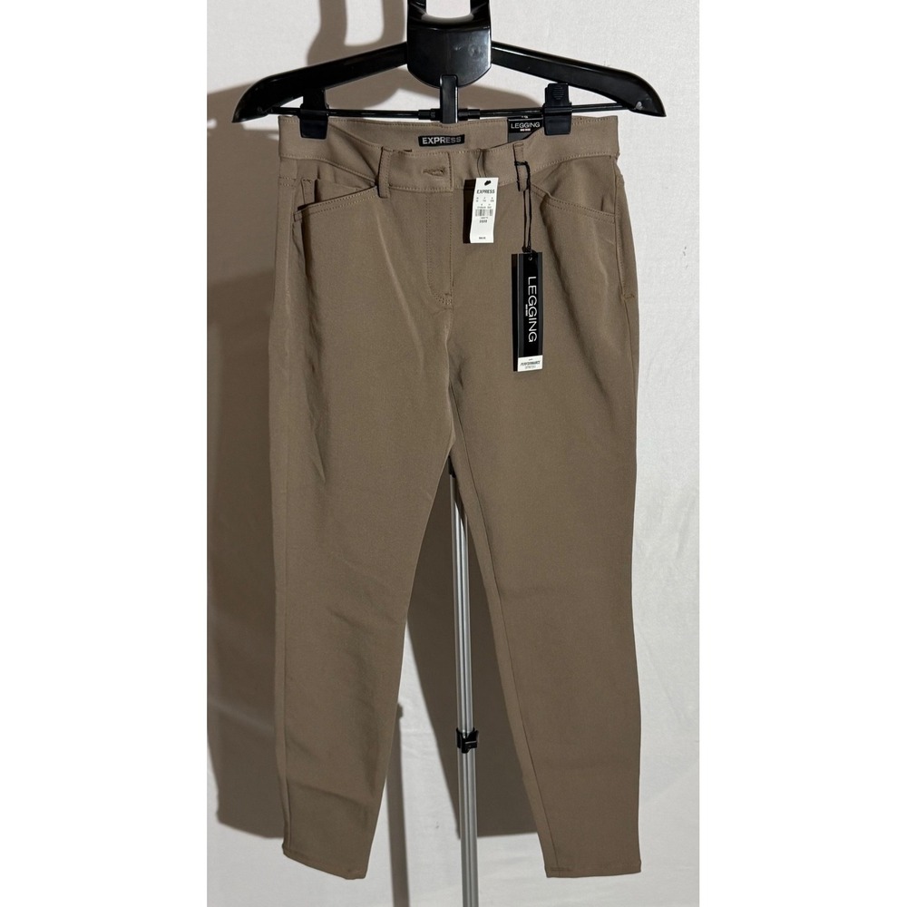 NWT Express Womens Brown Mid-Rise Performance Stretch Leggings-Size 6 Regular